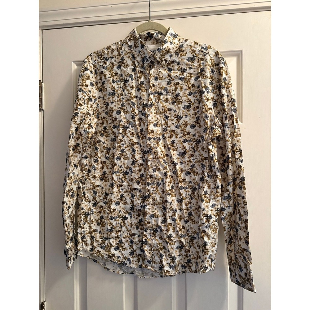 #1Z Zara Floral button up Western style shirt Small